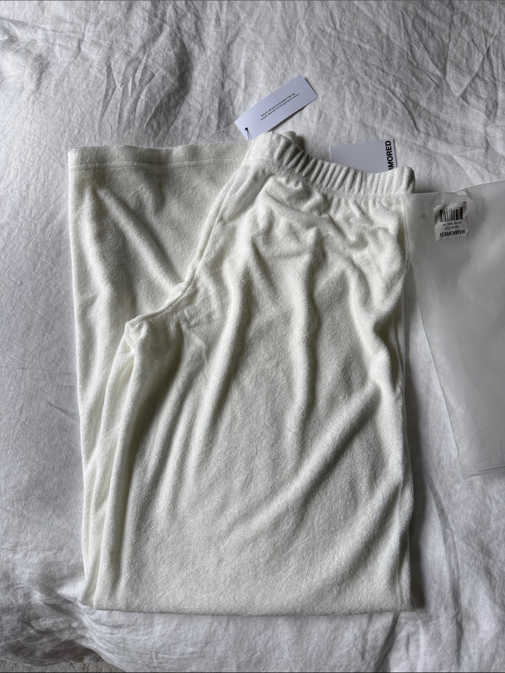 Rumored Lounge Pant Medium In White Terry — image 4 of 8